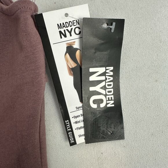 Madden NYC Jersey Mini Dress Open Back Twilight Mauve Cotton Blend XL Size - Picture 3 of 6